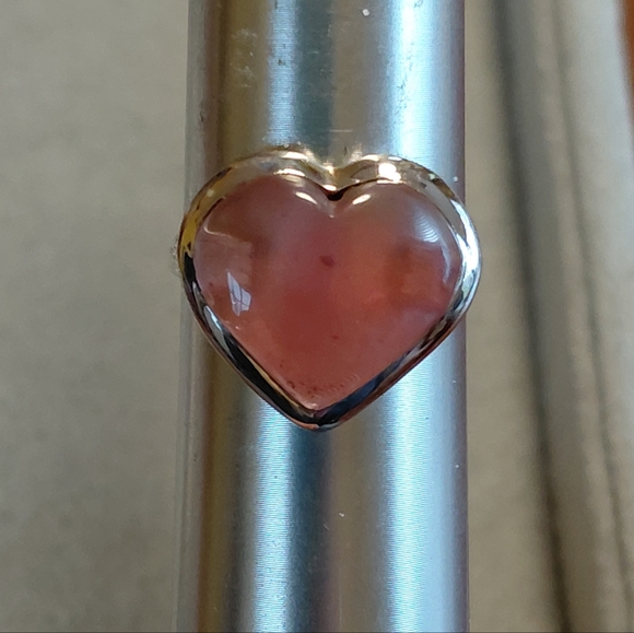 Strawberry Quartz Silver Heart Ring - Picture 15 of 15